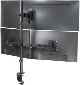 VIVO Triple Monitor Extra Tall Desk Mount for up to 49 inch Ultrawides on Center Bracket and 27 inch Screens on Side Brackets, Holds up to 44 lbs, Black, STAND-V103T