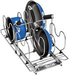 LYNK PROFESSIONAL® Pot and Pan Organizer for Cabinet - Pull Out Pan Organizer Rack - Slide Out Pans and Pots Lid Drawer - Under Cabinet Kitchen Organization and Sliding Storage - 11" W x 21" D, Chrome