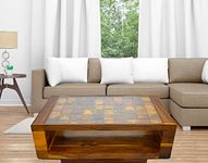 Budhakish Wooden Center/Centre Table with Glass Top | L35.5 x W20 x H13.8 Inch | Coffee Table for Living/Drawing Room with Shelf Storage | Solid Wood Sheesham, Honey Finish