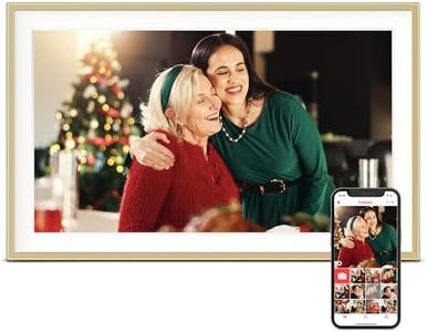 Digital Picture Frame, 15.6 inch Large Digital Photo Frame WiFi, 32GB Capacity, 1920 * 1080 IPS FHD Touch Screen, Electronic Frame Slideshow, Tabletop&Wall-Mounted, Gifts for Mom, Women, Golden