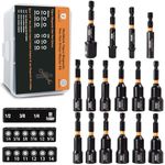 MulWark Magnetic Nut Driver Set 16 pcs Impact Driver Bit Set - Deep 1/4” Hex Shank Drill Bit Set - Impact Socket Adapters - Bit Extension Quick Change Torx Bit Set