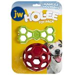 JW Hol-ee Holiday For Dogs, Treat Ball Dog Toy Throw Toy & Pull Toy - 2 Pack