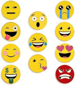 PinMart Smiling Face Enamel Lapel Pin, 11pc Pin Set, enamel