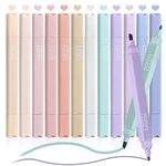 12 Pack Aesthetic Cute Highlighters Assorted Colors Pastel Highlighters with Soft Chisel Tip Marker Pens No Bleed Bible Highlighters for Journaling Notes School Office Supplies