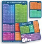 Air Fryer Magnetic Cheat Sheet Set by Linda’s Essentials - Air Fryer Cooking Times Chart Magnet, Quick Reference Guide for Cooking and Frying, Air Fryer Cooking Times Chart & Kitchen Conversions