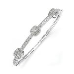 Mariell Vintage Pave Cubic Zirconia Wedding Bangle Bracelet - Genuine Platinum Plated Heirloom Style