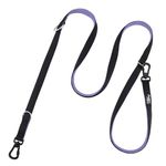 Snootiful Hound Secure Double Ended Dog Lead With Locking Clip Carabiners - Ideal Training Lead - Comfort Mesh Padding - Double Clip Leash - 220cm x 2.5cm (Purple)