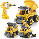 Top Race Take Apart Truck with Battery Powered Drill – Heavy Duty 3-in-1 Stem Toys Toy Truck with Drill and Remote Control – Easy to Assemble Take Apart Toys for Kids (3 Year Old Boy Toys)