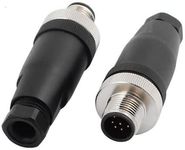 2 Pcs Field Wireable Connector M12 8 Pin Male Assembly Cable Plug, 180° Straight Male Assemble Type Plug Unshiled IP67 Industrial Sensor Plug Adapter