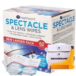 Healthpoint Glasses Wipes - 624 Individually Wrapped Lens Wipes - Also Suitable for Cameras, Binoculars & Smartphone Screens (12 Extra Value Packs of 52 = 624 Wipes) PLUS Groomarang!
