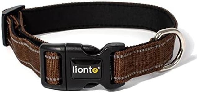 lionto Collier pour Chien rembourré en Nylon réfléchissant imperméable réglable, Taille S, Marron