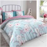 GC GAVENO CAVAILIA Botanical Quilt Cover Set – Reversible Floral Duvet Cover King Size With Pillowcases, Button Closure Fastening, Reversible Cotton Blend Bedding Set - Blue