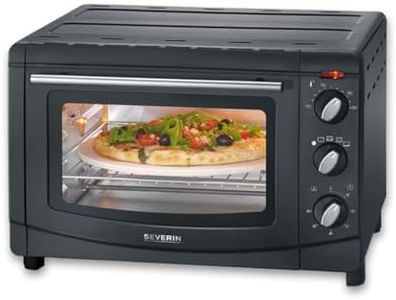 SEVERIN Mini-Four à chaleur tournante 20 L avec pierre à pizza et tournebroche, Four posable 1 500 W design simple et élégant, Mini-four électrique minuteur 60 min, Noir, TO 2068
