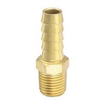 sourcing map Brass Hose Barb Fitting Straight 3/8 Inch x NPT 1/4 Male Thread Pipe Connector for Water Air Fuel Tube