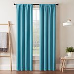 ECLIPSE Darrell Modern Blackout Thermal Rod Pocket Window Curtains for Bedroom or Living Room (Single Panel), 37 in x 63 in, Sky