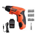 BLACK+DECKER KC4815 4.8V 200 RPM Cordless Screwdriver Set Ni-Cd (Nickel-Cadmium) with LED Worklight, 15-pieces Screw Bits Set & Adjustable Torque for Home & DIY Use, 1 Year Warranty, ORANGE & BLACK