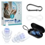 Hearprotek Ear Plugs for Flying, 2 Pairs Reusable Silicone Flight Ear Plugs for Air Pressure, 24db Noise Cancelling Ear Plugs with Carrying Case, Travel Essentials for Adults (M&L Size)