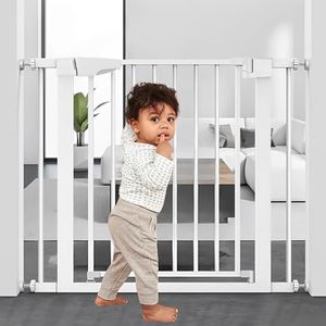 KidDough Baby Safety Gate - (96-103cms Adjustable Width Coverage), Auto Close with Double Lock System, Safety Gate for Kids, Dog Safety Gate, Baby Proofing Products