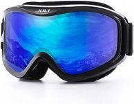 JULI OTG Ski Goggles-Over Glasses Ski / Snowboard Goggles for Men Women & Youth - 100% UV Protection Anti-fog Dual Lens(Black Frame+14%VLT REVO Blue Len)