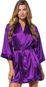 Turquaz Women's Bride Bridesmaids Robe - Satin Kimono Robes for Wedding & Bridal Party Silk Like Lightweight Robes for Women