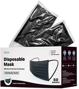 WECARE Black Face Masks Disposable - Individually Wrapped - 50 Pack, Black Masksfor Adults 3 Ply