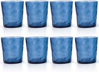 KX-WARE 12-ounce Acrylic Old Flashion Glasses Plastic Tumblers, set of 8 Blue