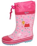 Peppa Pig Girls Tie Top Wellington Boots Kids Rubber Wellingtons Rain Boots Pink Wellies Pink 5 UK Child