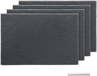 Navaris Natural Slate Serving Plates - Set of 4 Place Mat Serving Trays - Medium Rectangular Stone Table Mat Serving Platter Tiles - 11.8" x 7.8"