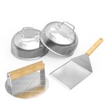 only fire Griddle Accessories Kit,Cheese Melting Dome & Burger Press Kit,6 Inch Basting Cover with Burger Smasher & Grill Spatula for Outdoor Griddle BBQ, Flat Top Teppanyaki Grilling & Steaming