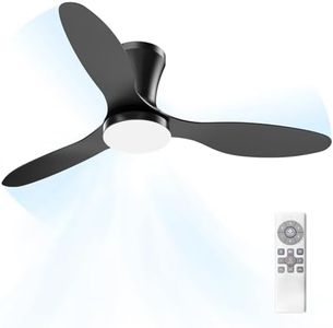Airwit 106 cm Ventilateur de Plafond avec Lumiere et Telecommande, 3CCT, Dimmable, 6 Vitesses Silencieux Ventilateur Plafond LED pour Chambre, Salon, Cuisine, Fonction Mémoire, Noir