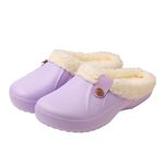 RXLLDOLY Womens Mens Furry Clogs Waterproof Slippers Lined Clogs Fur Slippers Fluffy Slip-on Garden Shoes Warm Plush Home House Slippers Indoor Outdoor Mules Purple