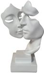 Yahu Lando Couples Kiss Sculpture,White Thinker Resin Statue Ornaments,Silence is Gold Abstract Art Figurine,Living Room Desk Decorations,Bookshelf Decorative Objects