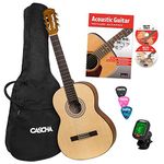 CASCHA Student Series 4/4 Classical Guitar Beginner Set, incl. book, tuner, gigbag/bag, 3 picks, classic children's guitar from 10 years for beginners, Classic Guitar, nylon strings