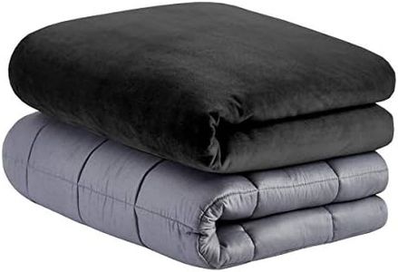 Cottington Lane Weighted Blanket for a Adult - Queen(15 Lbs Or 6.8 Kg) - Calm, Sleep Better and Relax Naturally. Queen Size_Grey Blanket + Black Cover