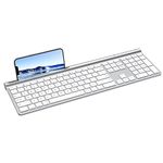 CHESONA Wireless Bluetooth Keyboard for Mac, Bluetooth/Wired Dual-Mode Keyboard for MacBook Air/Pro, iMac, Ultra-Slim Rechargeable, Silent Full-Size Keyboard for iPadOS MacOS, iPhone OS, Silver White