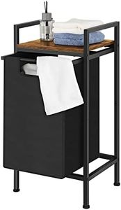 Laundry Hamper with Shelf Small Laundry Sorter with Removable Bag Pull Out Laundry Basket Organizer for Laundry Room Bedroom Bathroom, Brown&Black