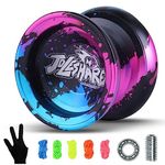 JOLESHARE Professional Unresponsive Yoyo for Pros and Responsive Yoyos for Kids Beginners, Package Includes Replaceable Responsive Bearings, yo-yo Gloves, and 5 yo-yo Cords(Red Black Blue)