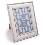 Truu Design Rustic Beautiful Two-Tone Wooden-Look Picture Frame, 5 x 7 inches, White