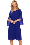 GRACE KARIN Women Casual Chiffon Prom Dress 3/4 Sleeve Formal Cocktail Party Dresses for Summer Royal Blue Size 12