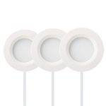 GETINLIGHT 2.75" Wide 3000K Dimmable LED Puck Lights Kit, Plug-in Installation with recessed or Surface Mounted, White Finished, Set of 3, IN-0102-3-WH