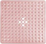 Yimobra Shower Bathtub Mat Non Slip, 21x21 Inch, Soft Square Bath Mat for Tub with Suction Cups and Drain Holes, Stall Floor Mats for Bathroom, Machine Washable, Bathroom Accessories, Pink