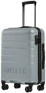 ANTLER - Logo Hard Shell Cabin Suitcase, 55x40x20cm 38L, Lightweight & Small, 4 Spinner Wheels - Adjustable Handle, Carry On, TSA Lock - Cool Grey