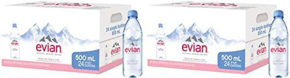 evian dSfg Natural Spring Water Individual 500 ml (16.9 oz.) Bottles, Naturally Filtered Spring Water in Individual-Sized Plastic Bottles, 2 Cases of 24