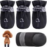KUTKUT Dog Boots Paw Protector | Pack of 4Pcs Upgraded Anti-Slip Dog Shoes with Reflective Straps for Corgi, Beagle, French Bulldog etc (Black, Size:7, Feet Long: 6.5cm, Feet Wide: 5.5cm)