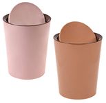 Fun Homes Swinging Lid Dustbin|Plastic Garbage Waste Bin|Trash Can for Living Room|Kitchen|Office|6 Litre|Pack of 2 (Peach & Coffee)