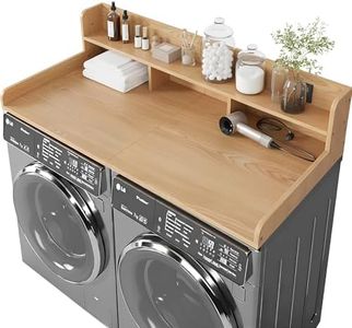 HMAZAE Washer Dryer Countertop with Shelf, 2-Tier Laundry Countertop Over Washer and Dryer, 54" x 27.55" Wooden Table for Folding Clothes for Laundry Room Organization and Storage (Oak)