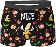 Wizfuyq Monkey Men's Underwear Briefs Moisture-Wicking Breathable Stretch Funny Banana Boxer Briefs Gifts M