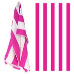 GEEZY Large Microfibre Beach Bath Towel Lightweight Sports Travel Gym Summer Towels (Pink Stripes)