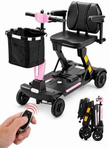 Ecomobi Light Weight Mobility Scooter for Adults&Seniors, 12–30 Mile Range Foldable Portable 4 Wheel Powered Mobility Scooter with Airline Approved Battery for Travel, 300 lb Capacity, Ultra Pink