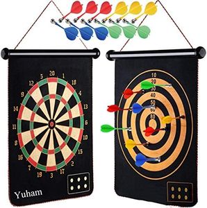 Yuham Magnetic Dart Board Indoor Outdoor Games for Adults and Family, Toys Gifts for 5 6 7 8 9 10 11 12 13 Year Old Boy Kids, 12pcs Safe Darts, Easily Hangs Anywhere